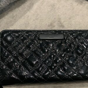 Black Quilted Patent Leather Women’s Wallet